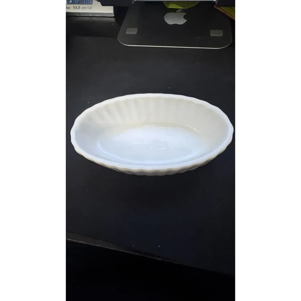 Set of 4 Royal Norfolk White Oval Baking Dishes 8x2 Fluted Stoneware